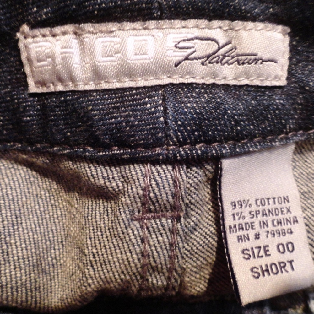 Chico's Platinum Dark Wash Boot Cut Jeans - Short - Picture 4 of 5